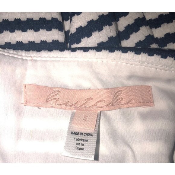 Hutch Off Shoulder Dress Size S Blue White Striped Knit Asymmetrical Nautical - Picture 3 of 11